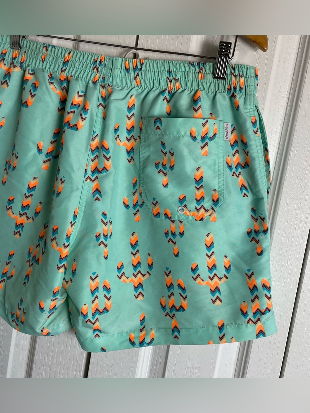 Chubbies Swim Trunks Shorts Mens XL Mint Green Cactus Print USA Drawstring Pool - Picture 9 of 15